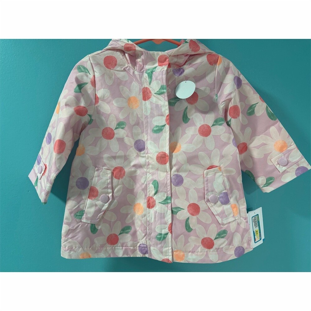 Carter's Toddler Girls Hooded Raincoat Pink Daisy Print Size 18M